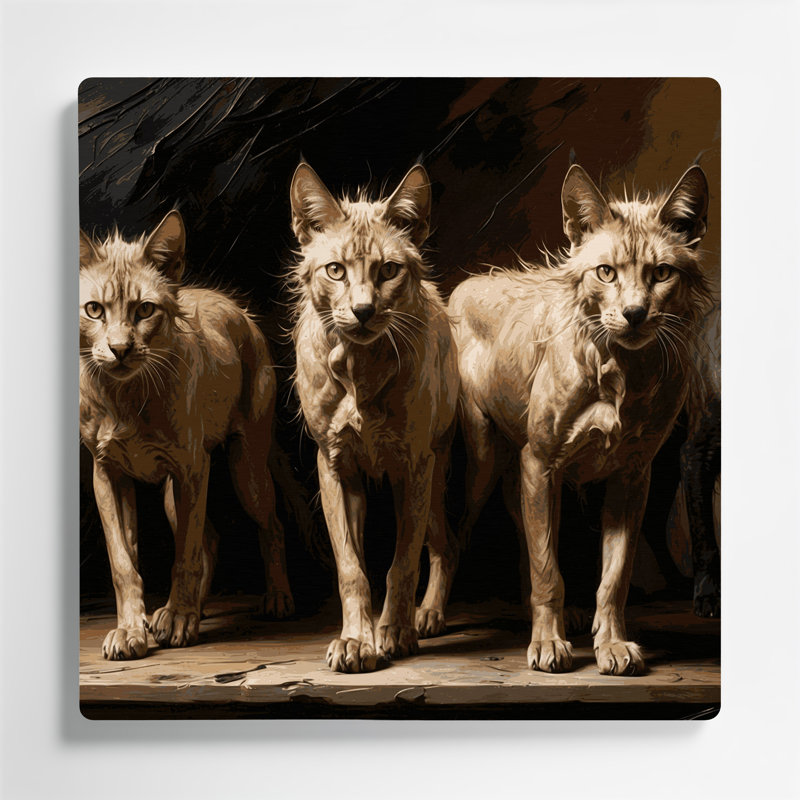 Cats Lykoi, art mural en métal brun, H 384 po x l 384 po x P 0,05 po