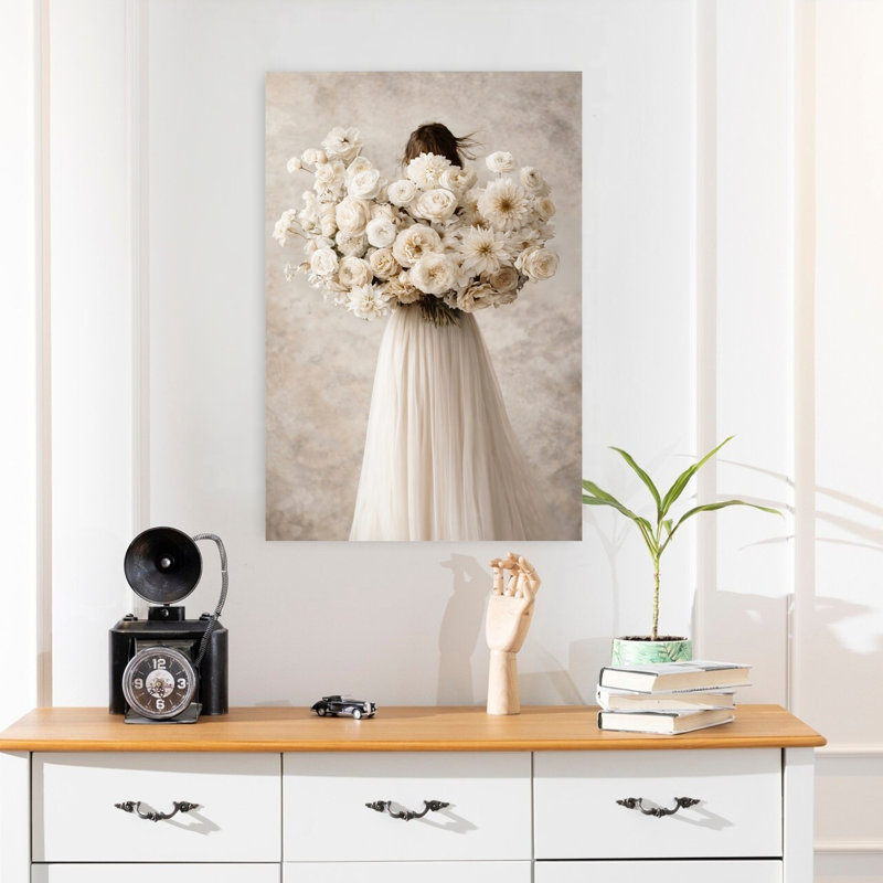 «Overgrown Floral Bouquet Delicate Elegant Elegant Romantic Nature Flower», art mural, H 24 po x l 16 po