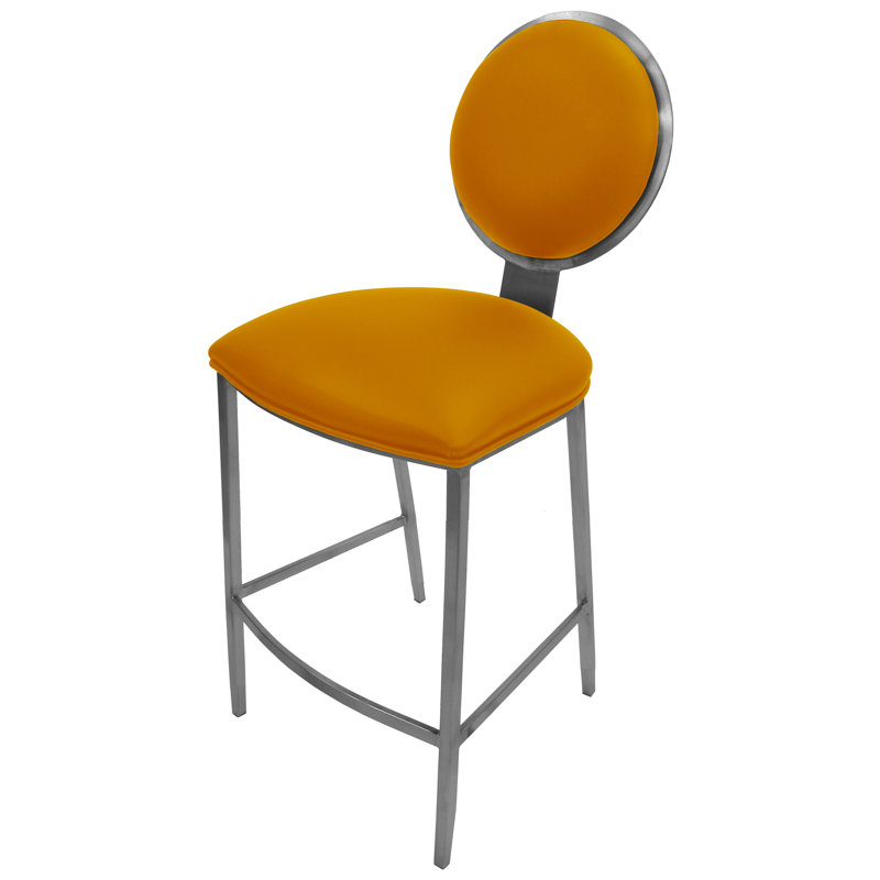 Ireoluwa Upholstered Counter Stool with Metal Frame, Classic Orange, Counter Stool (26" Seat Height)