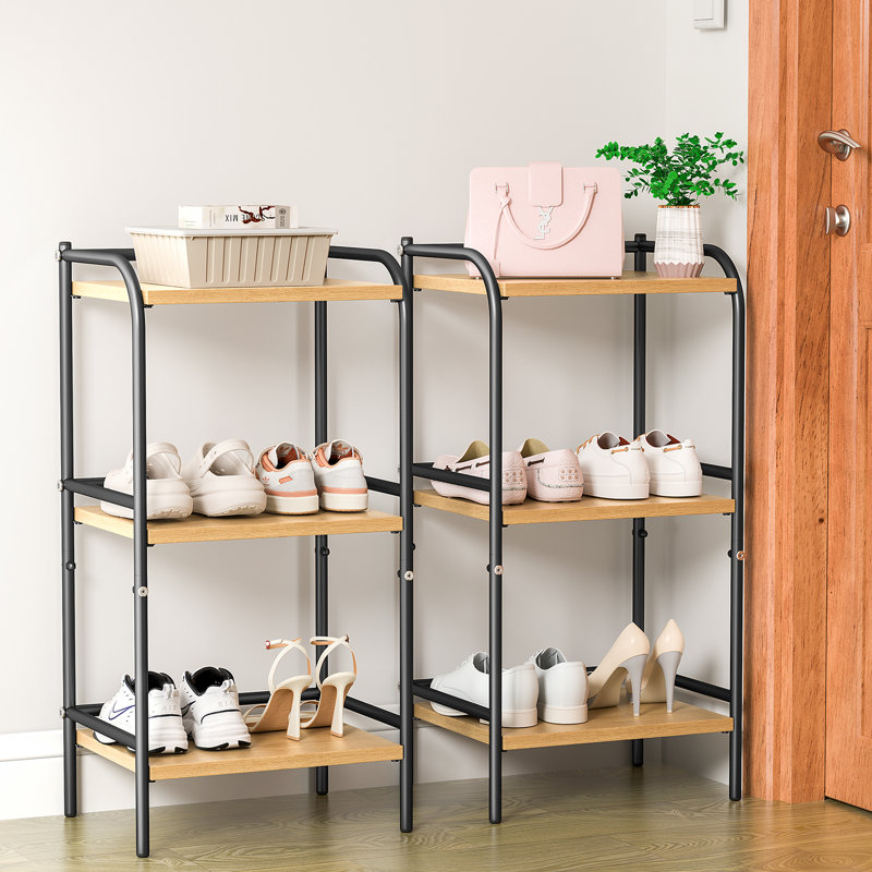 Vebreda 3-Tier Industrial Bookshelf, Rustic Wood and Metal Bookcase