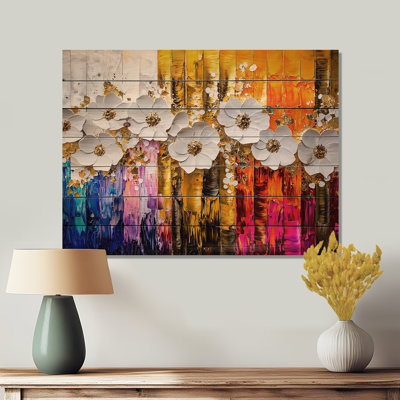 Abstract Botanical  I - Botanicals Wood Wall Art On Natural Pine Wood