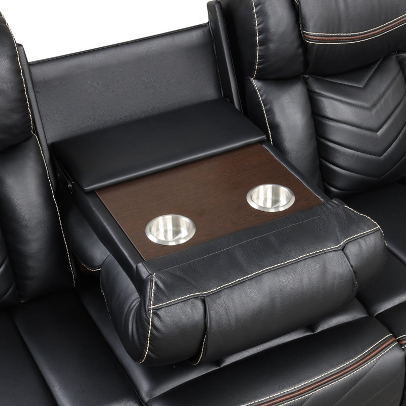 Challenger Modern LED Power Recliner Set With Bluetooth Speakers And USB Ports, Perfect For Contemporary Living, Black