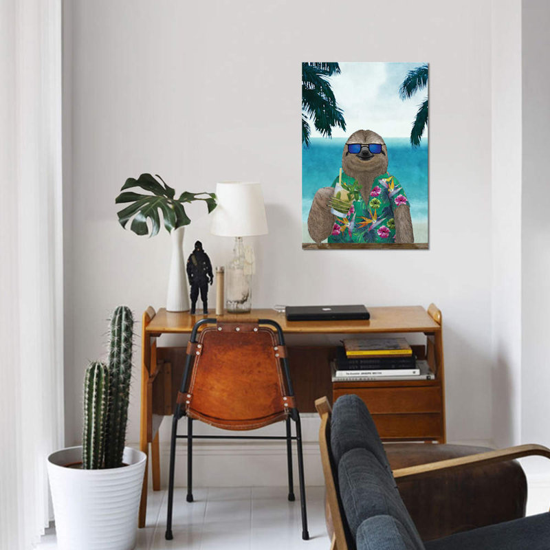 « summer sloth » par barruf, impression sur toile tendue, H 12 po x l 8 po x P 0,75 po