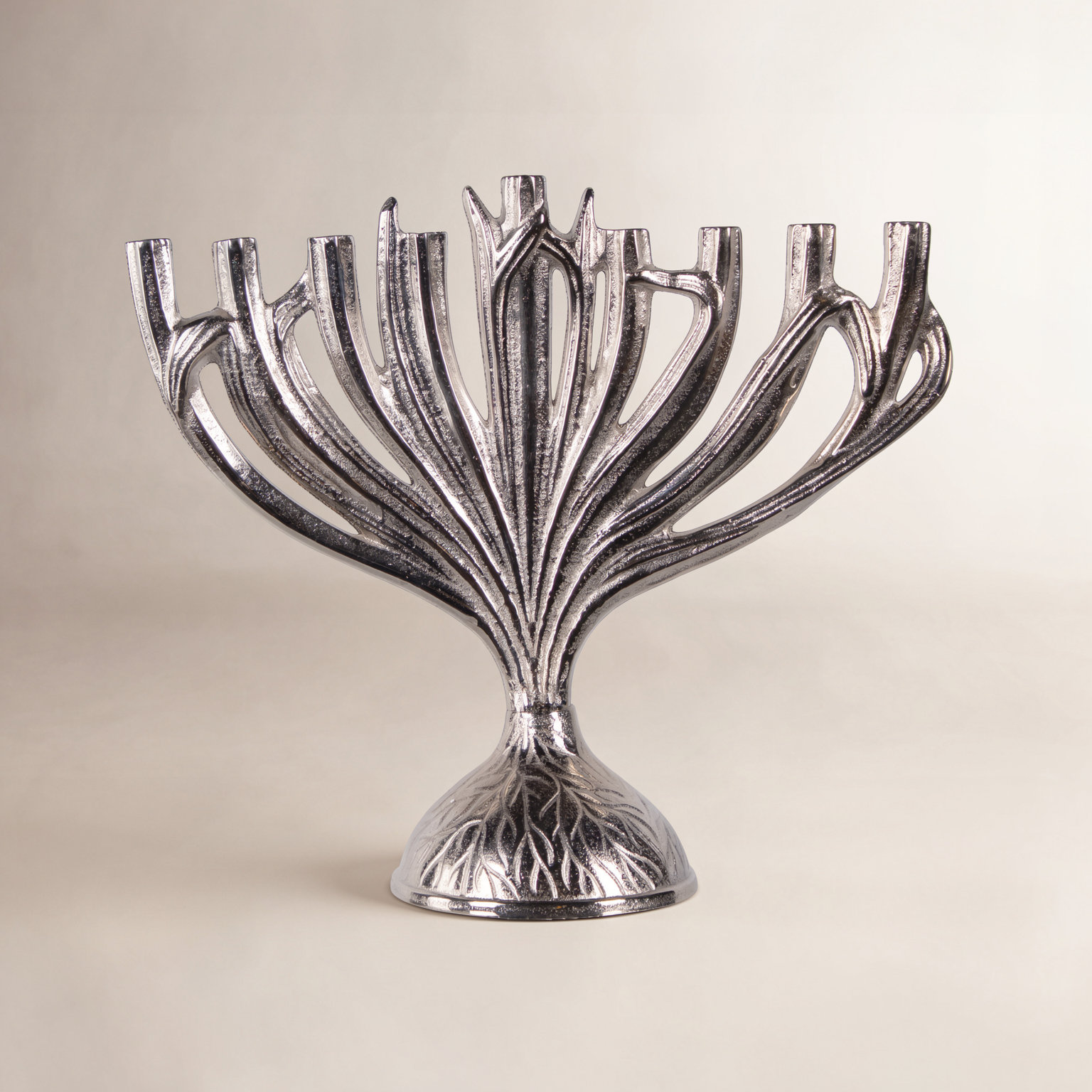 16" Textured Tree Branch Metal Menorah