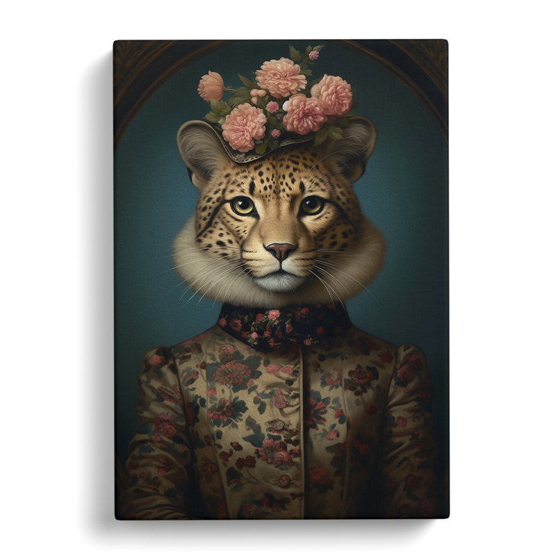 Cheetah Victorian Art - Print, 60cm H x 40cm W x 3cm D