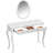 Stylish Silver Dressing Table With Unique Oval Mirror And 3 Storage Drawers, Construction, Solid Wood Legs, Exquisite Detail Craftsmanship, High - Quality Metal Rails, Ideal For Home Decor In Living-1456169212