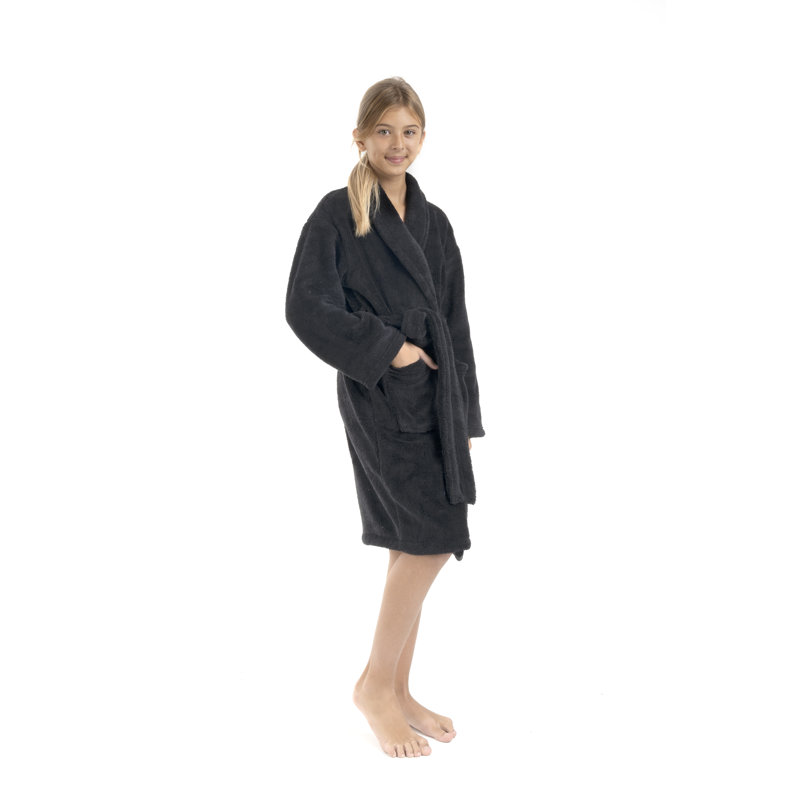 Basel Microfiber Fleece Fleece Gender Neutral Bathrobe, S, Black