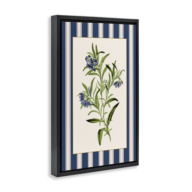 Cadre flottant rétro sur une plante, rayé par Corinne Haig, Cadre flottant noir de jais, H 25 po x l 17 po