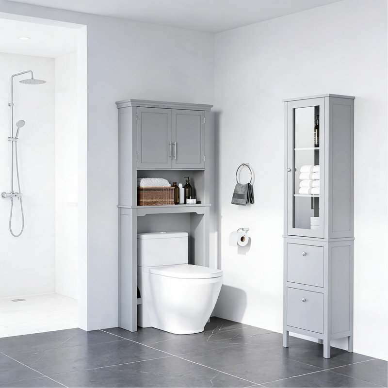 Rangement pour salle de bain Home, armoire de rangement au-dessus de la toilette, Gris clair