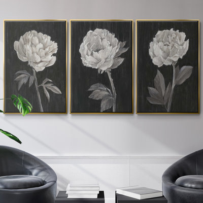 Fleurs noires et blanches I 3 pièces