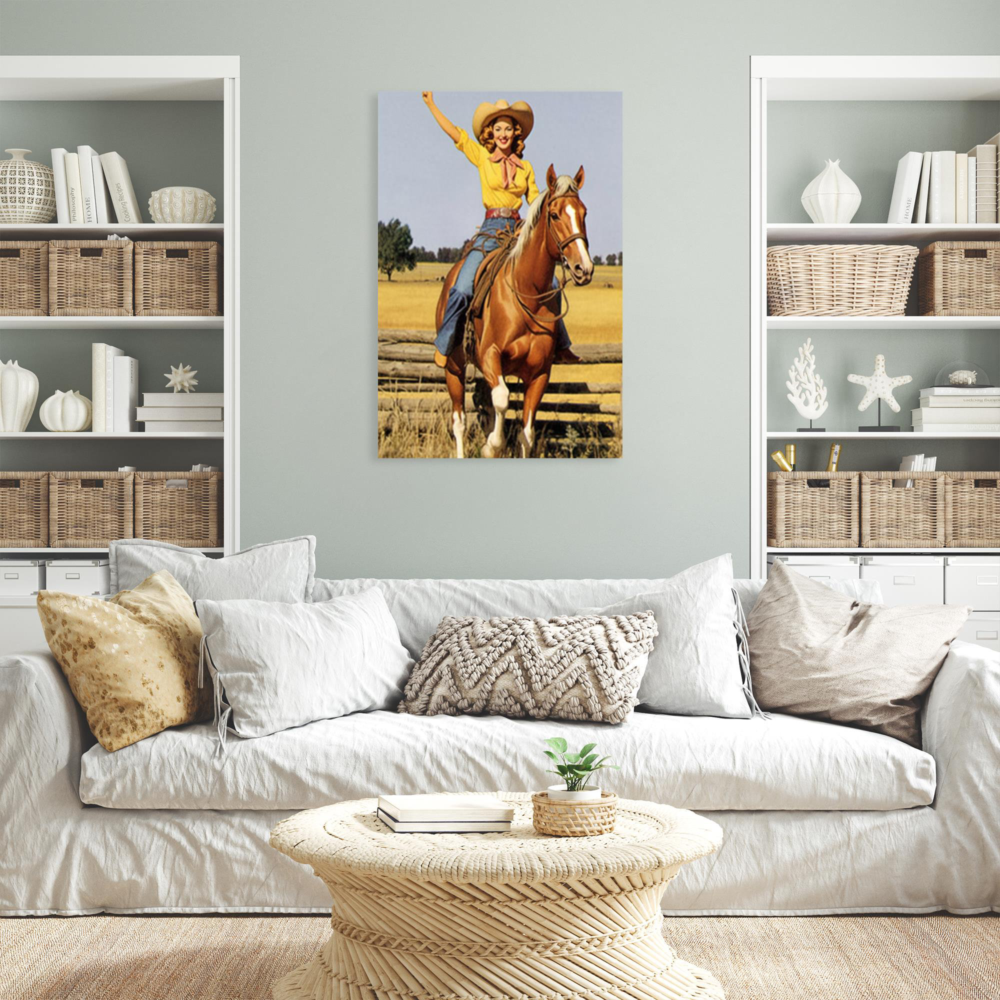 Trinx Cowgirl Riding Horse - 1 Piece Rectangle Graphic A 