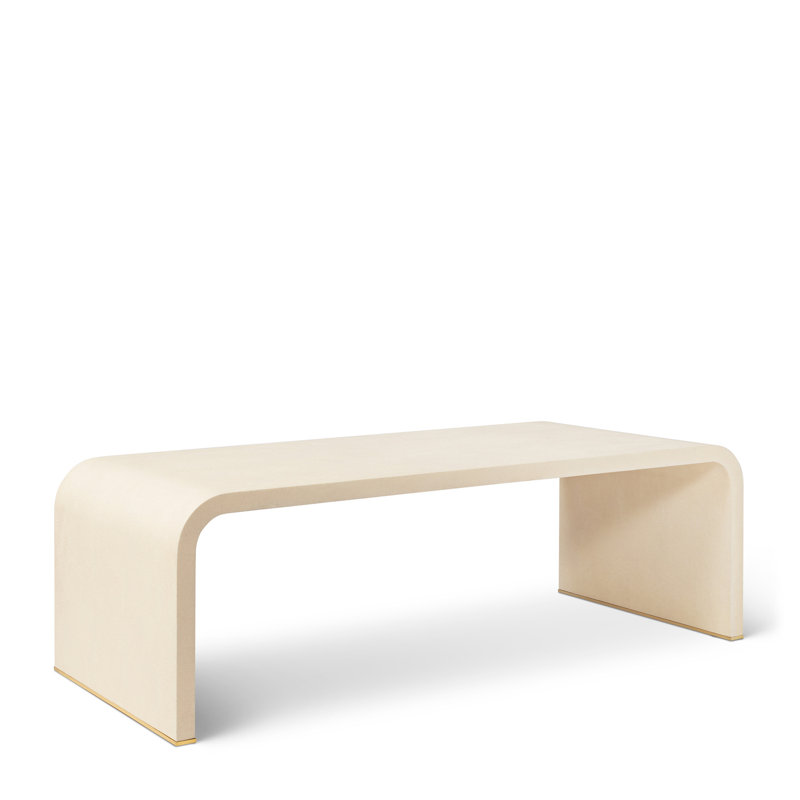 Cream Maple Rectangular Coffee Table with Brass Detailing