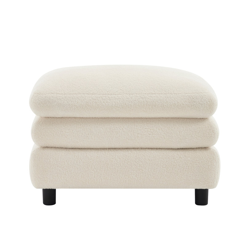 Repose-pieds courbé en tissu Vigeia - blanc beige, Blanc beige