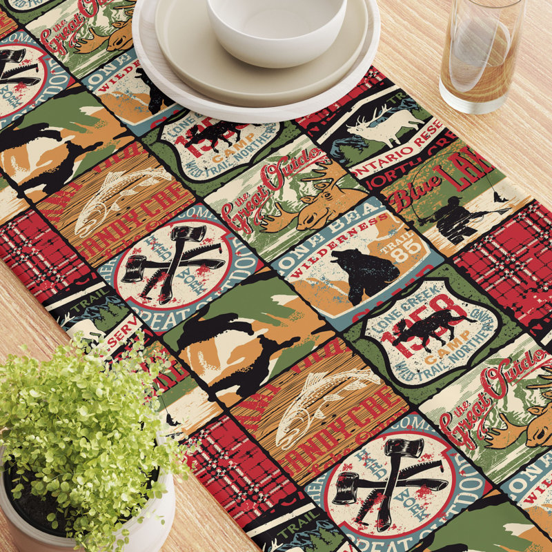 Table Runner, 100% Cotton, 16X72", Great Outdoors Patchwork, 90" L x 16" W