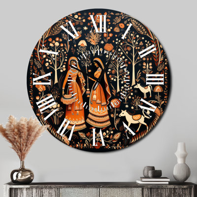 Horloge murale «Indian Art Rajasthani Folklore Tales II»