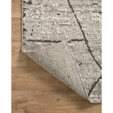 Moroccan Machine Made Power Loom Polyester Area Rug in Gray/Charcoal