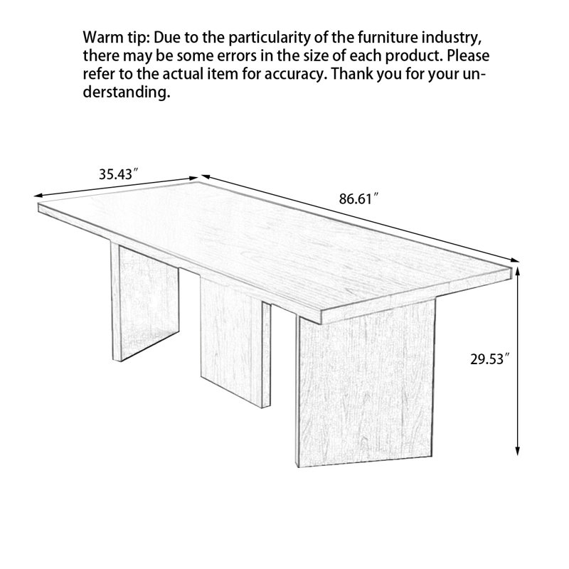 Minimalist Solid Wood Desk: Sturdy Base & Spacious Top, 29.53" H x 86.61" W x 35.43" D
