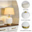 21" Dimmable Ceramic Table Lamp With Gold Metal Accents & Beige Linen Drum Shade