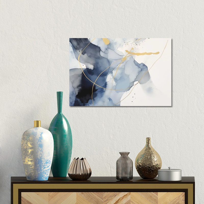 «Dark Blue Abstraction I», reproduction d'art sur toile encadrée, H 12 po x l 18 po, Wrapped Canvas, Ne s’applique pas