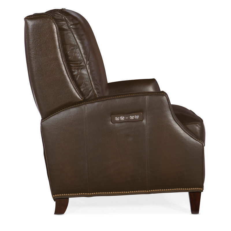Elicce Leather Power Recliner, Brown Genuine Leather, Manual