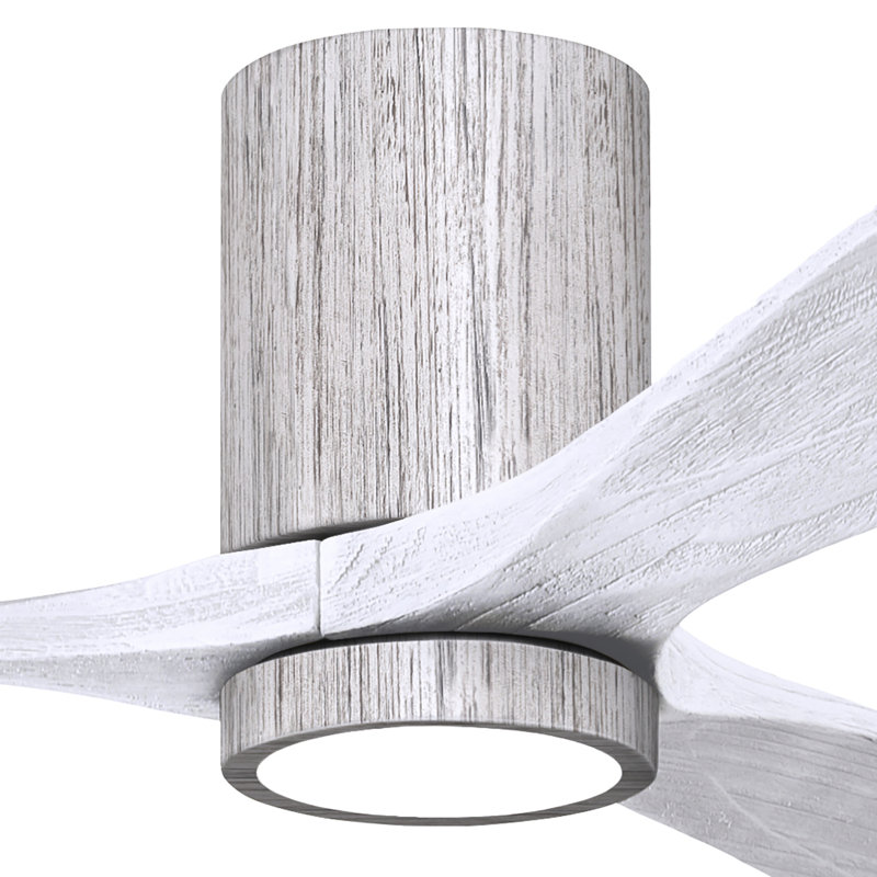 42" Irene 3-Blade Hugger Ceiling Fan with Wall Remote and Light Kit, Barn Wood Tone, 42", Matte White
