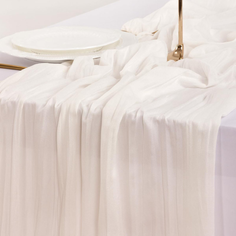Chemin de table 120 po (10 pi) Boho, Blanc Ivoire