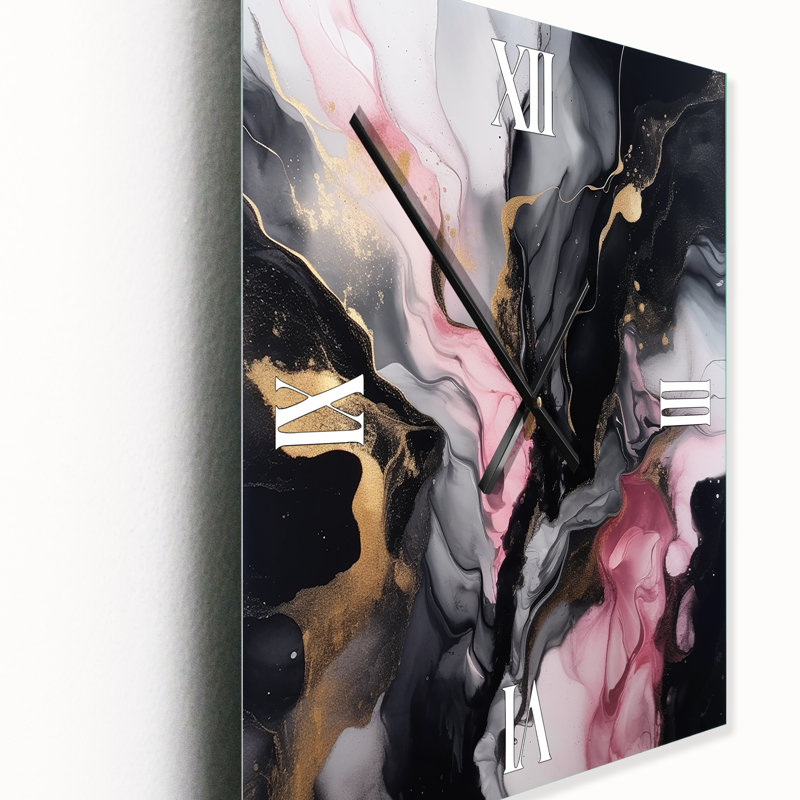 Jamalyn - Horloge murale abstraite en marbre, H 32 po x l 24 po x P 1 po