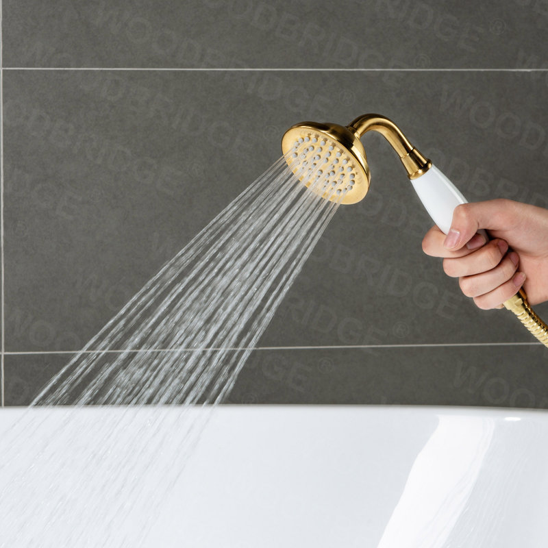 Aether 1 Handle Bathroom Freestanding Tub Filler with Diverter, Bushed Gold