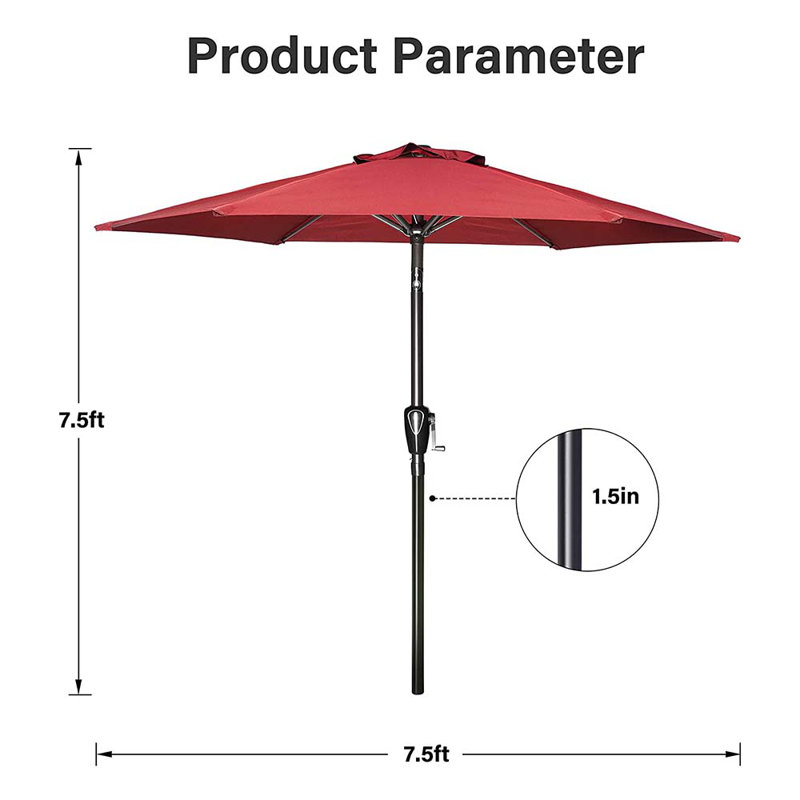 Parasol de table Brixxon, H 90 po x l 90 po x P 90 po, Rouge
