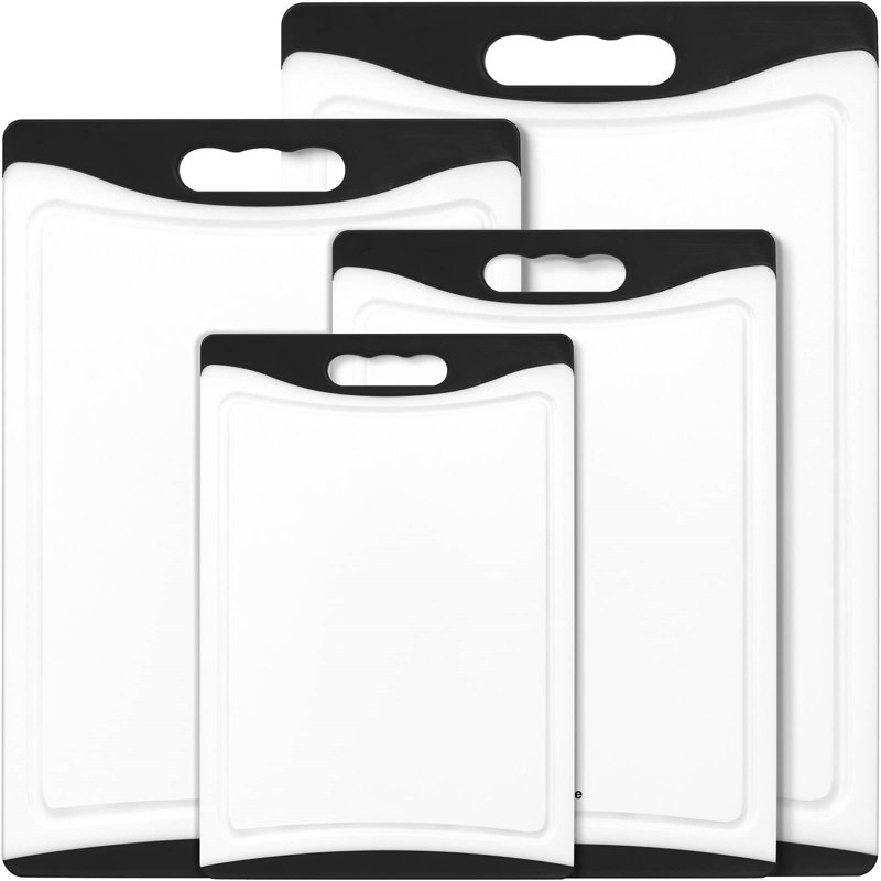 Extra Large Multicolor Plastic Cutting Board Set with Juice Grooves