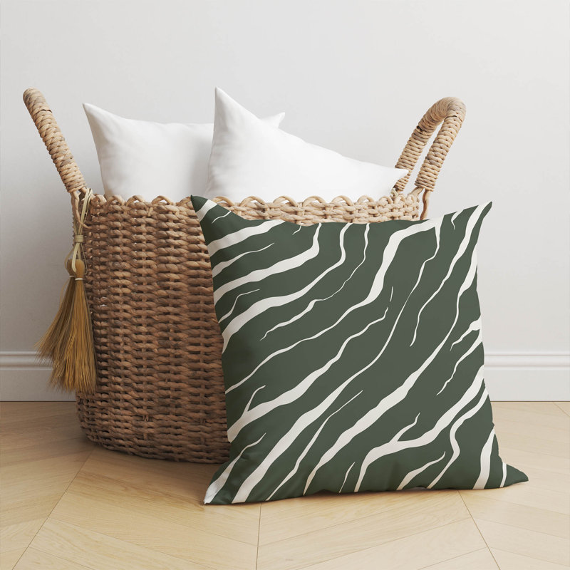 Coussin décoratif Lush Cracks, H 20 po x l 20 po, Chimichurri / rayé vert