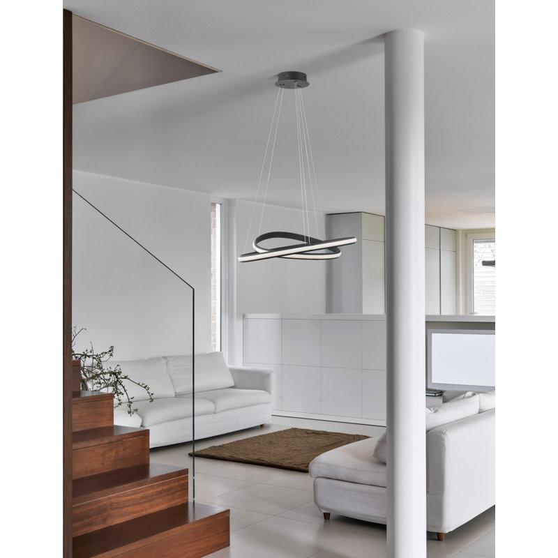2 - Light LED Geometric Pendant, Black