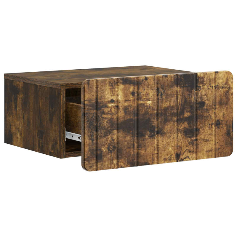 49cm W Manufactured Wood Bedside Table, Smoked Oak