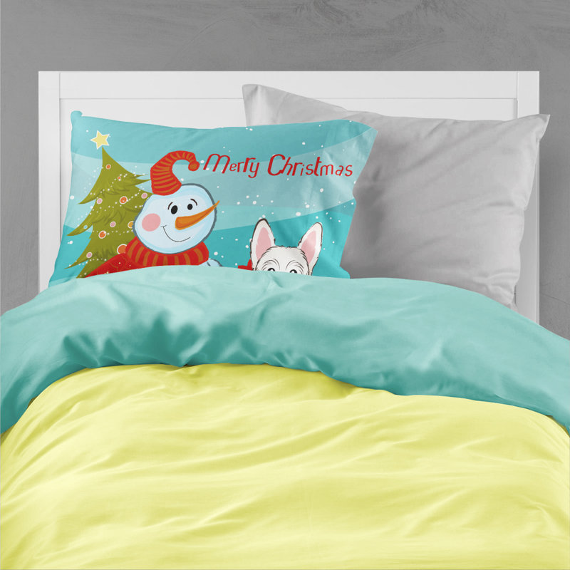  Taie d'oreiller bonhomme de neige avec Jack Russell Terrier, Westie