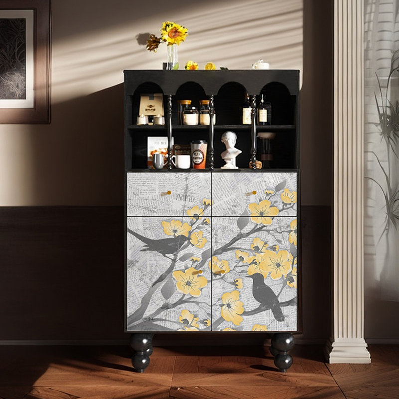 French style simple flower pattern accent cabinet