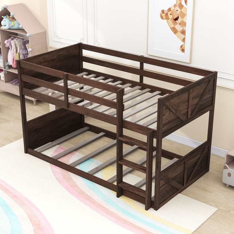 Twin Over Twin Bunk Bed With Versatile Storage And Ladder, Antique Oak