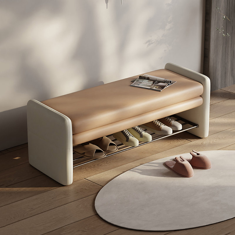 Tabouret à langer avec rangement 39,4 po, Beige/gris