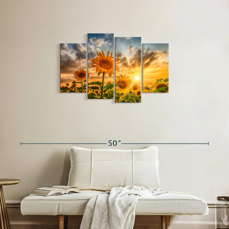 Alvord tournesols au coucher du soleil, H 22 po x l 36 po