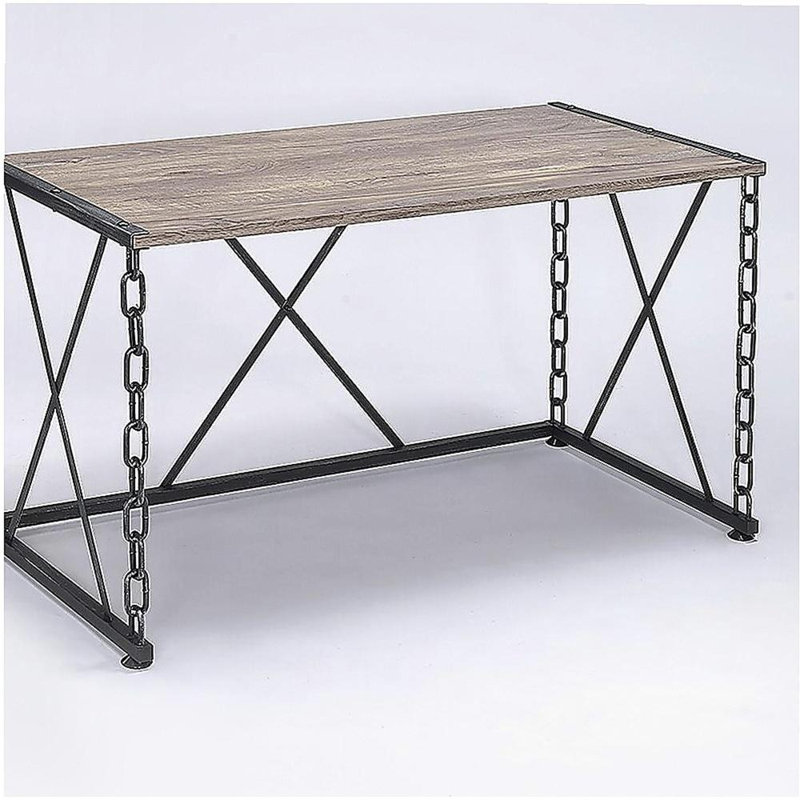 Chêne rustique et table rectangulaire rétro noire