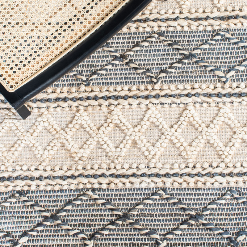 Clairvaux Natural Fiber Flat Weave Jute/Cotton Geometric Rug in Natural/Gray, Square 6'