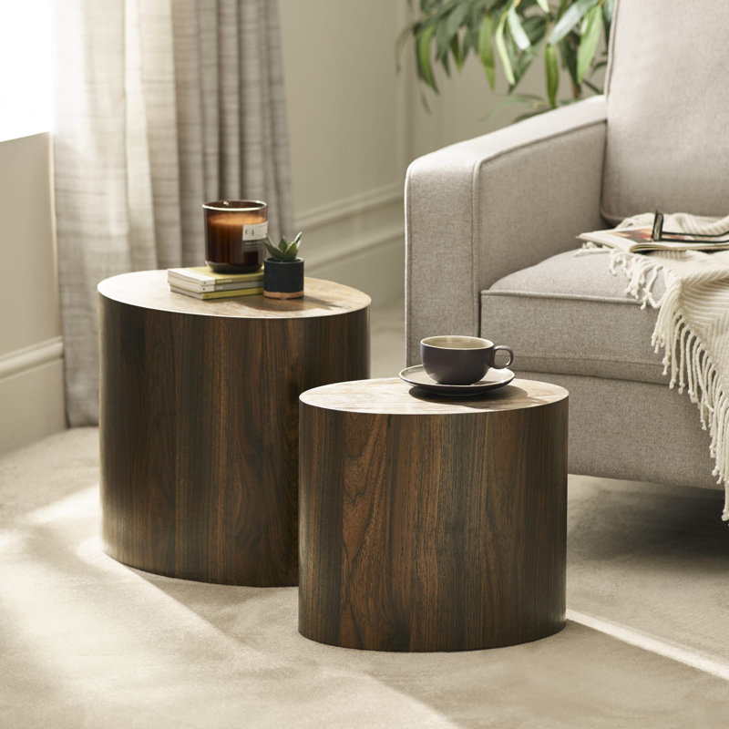 2 - Piece Living Room Table Set, Dark Brown Wood