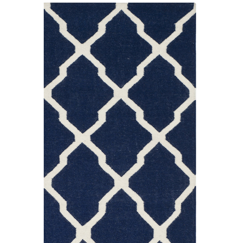 Tapis géométrique tissé à la main en laine et coton Rodgers, Tapis de couloir 2 pi 6 po x 8 pi