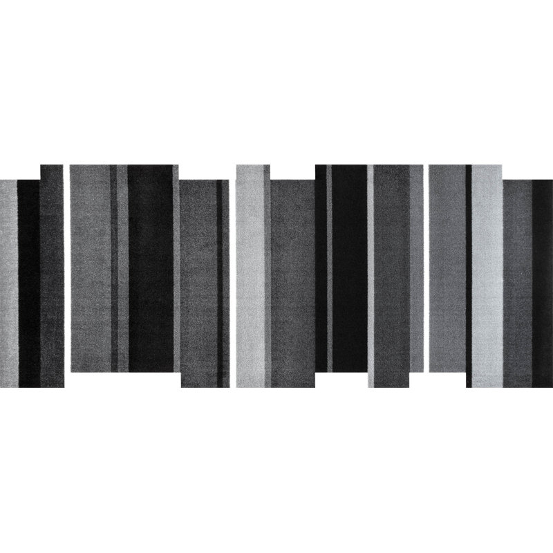 Non-Slip Striped Indoor / Outdoor Doormat, Black/Grey