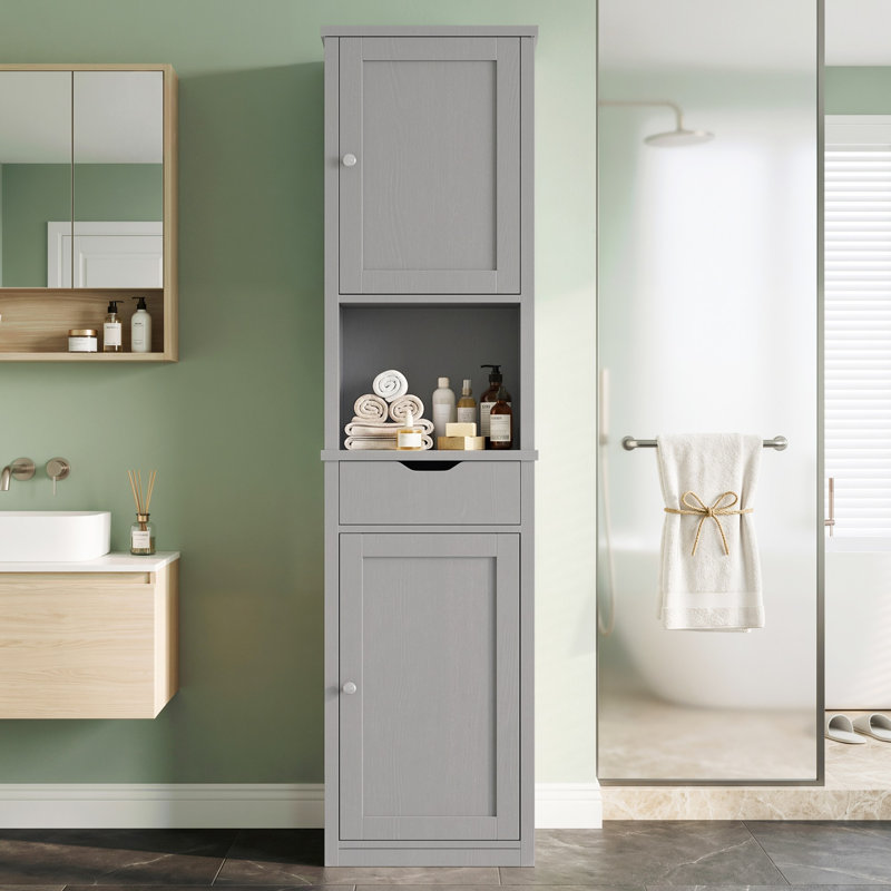  64"H Bathroom Cabinet, Gray