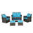 6 Piece Wicker Patio Furniture Sets With Ottoman & Tempered Glass Coffee Table-2144667787