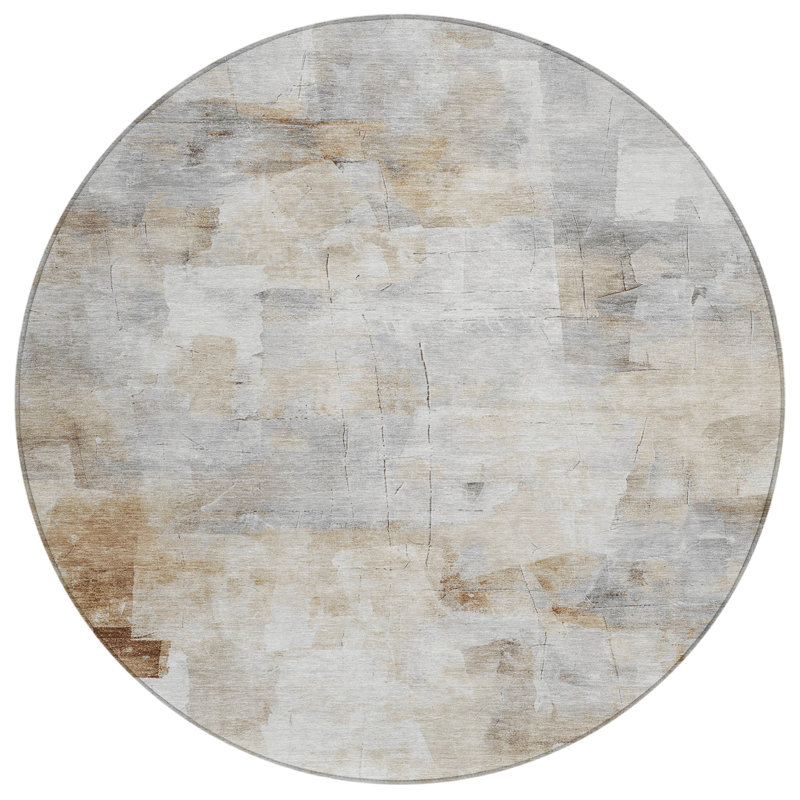 Elanor Brown Washable Indoor-Outdoor Rug - , 8' x 8'