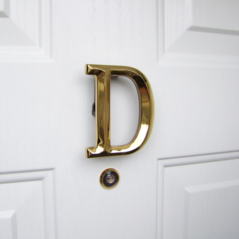 Heurtoir de porte lettre monogramme, Laiton, D