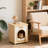 Scandinavian-style Solid Pet House For Small Pets, 21 Function Side Table, Cream White, American Casual Design