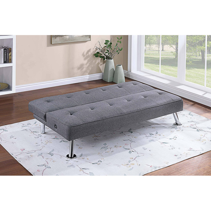 Canapé capitonné réglable avec port USB, Bleu gris