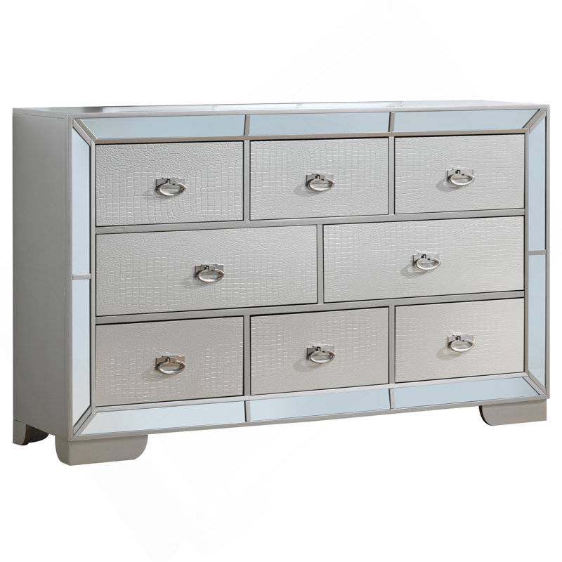 Commode de rangement élégante à champagne argenté